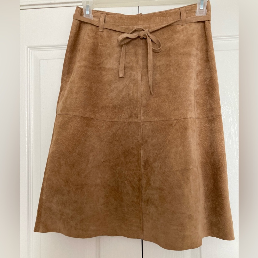 Camel color genuine leather skirt (final sale)
